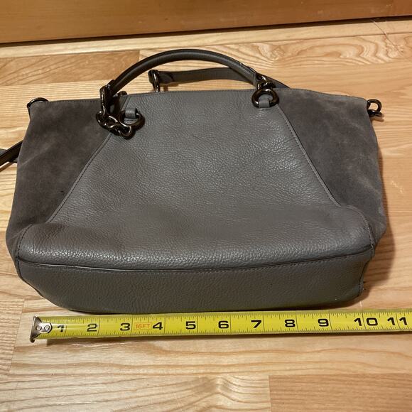 Coach 20166 Chain Prairie Satchel Leather Suede HEATHER GREY $325 Purse Hand Bag - Picture 9 of 16
